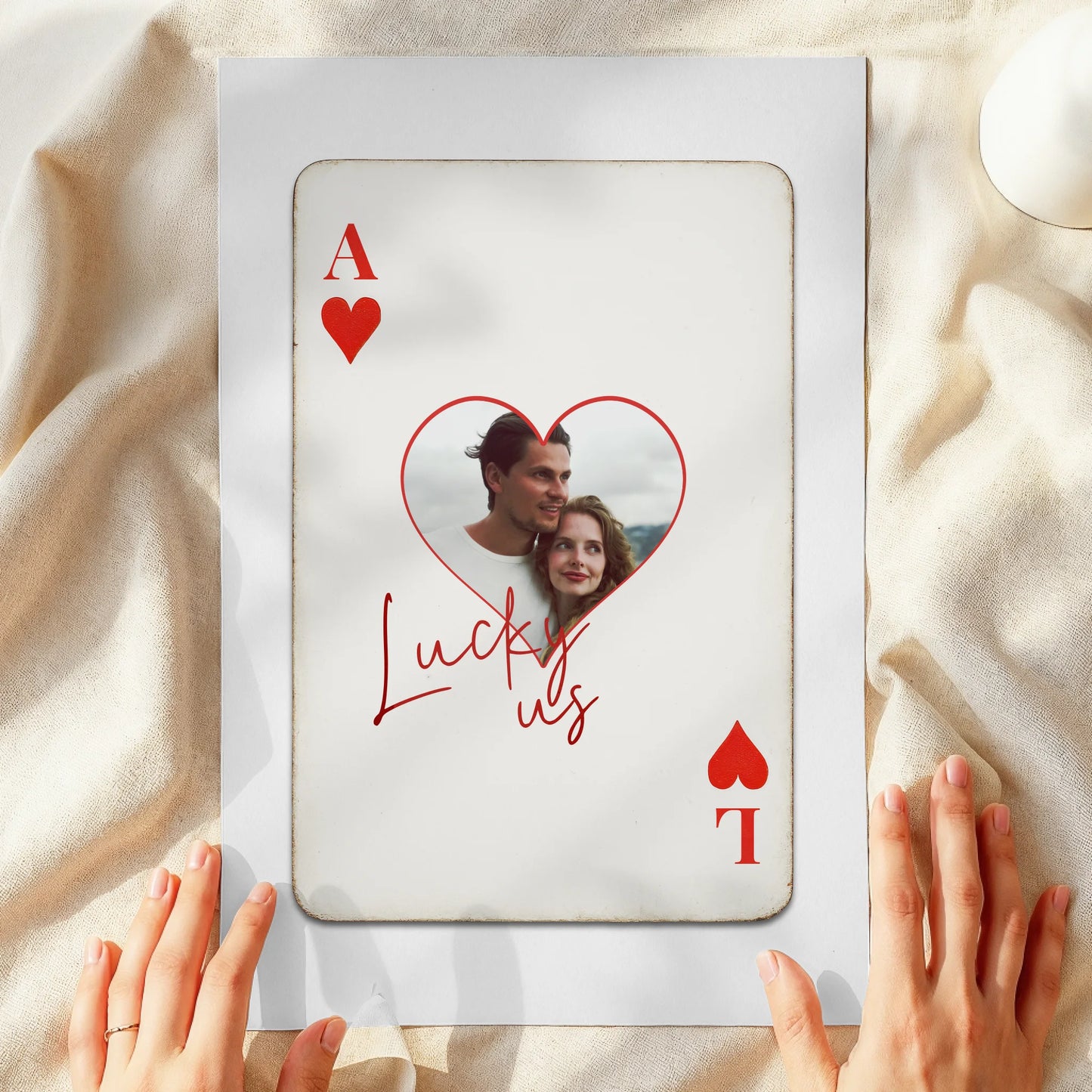 Personalisiertes Poster im Ass-Spielkarte und Bild - Lucky us - Paar Poster