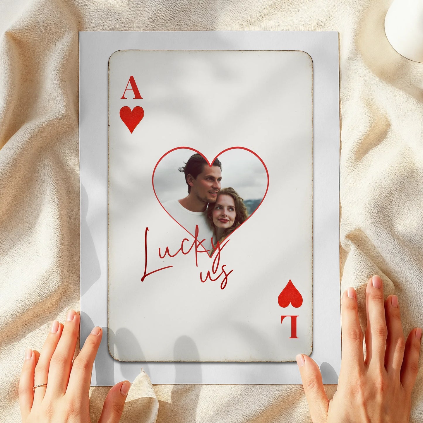 Personalisiertes Poster im Ass-Spielkarte und Bild - Lucky us - Paar Poster