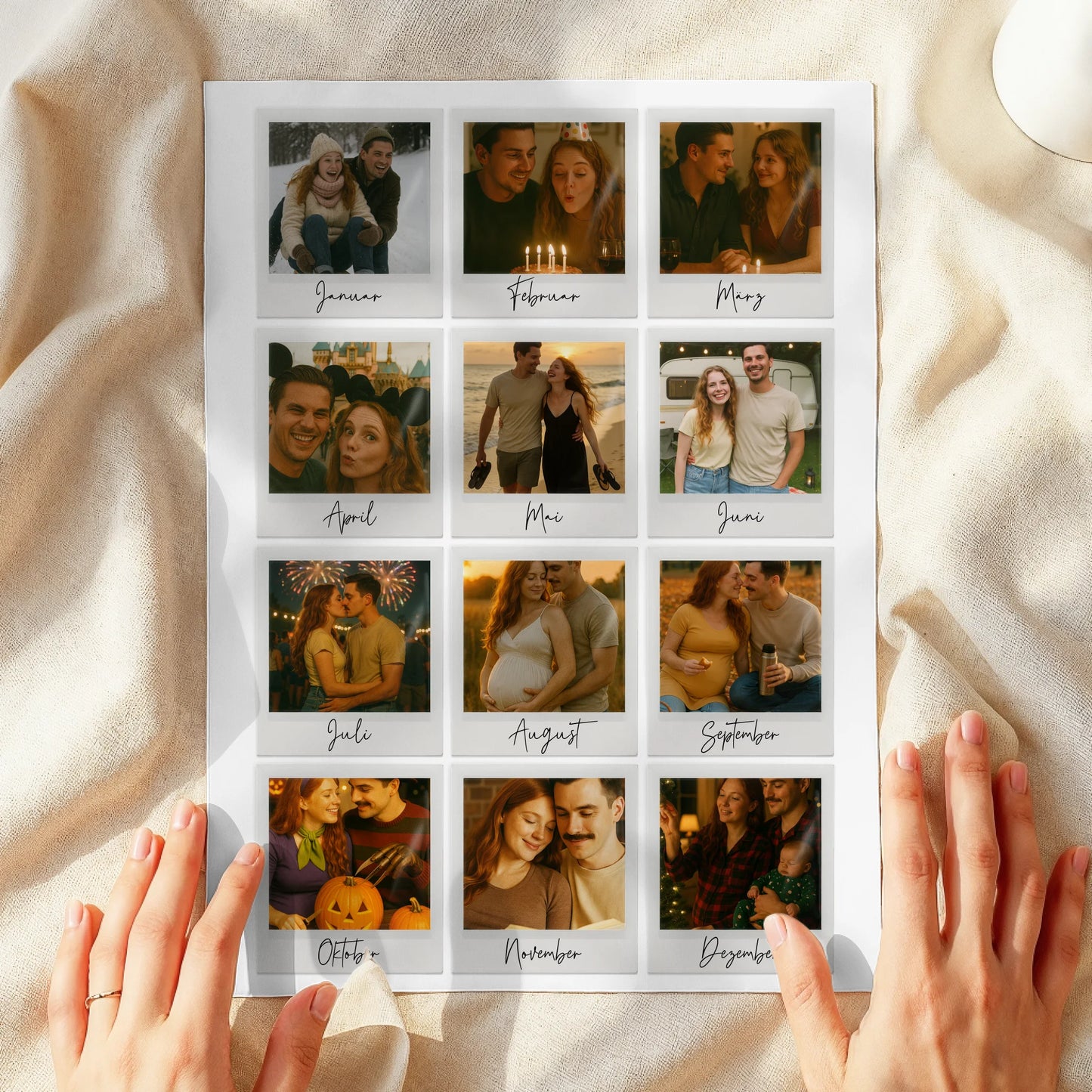 Personalisiertes Poster mit 12 Polaroid Bildern - 1 Jahr mit dir