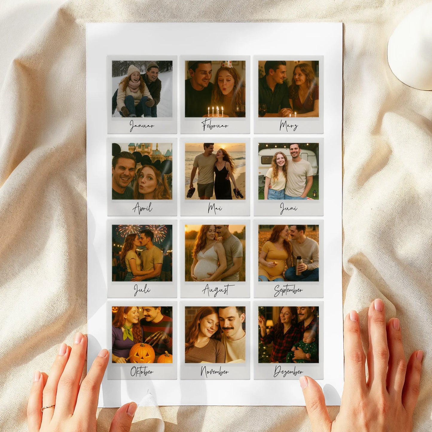 Personalisiertes Poster mit 12 Polaroid Bildern - 1 Jahr mit dir