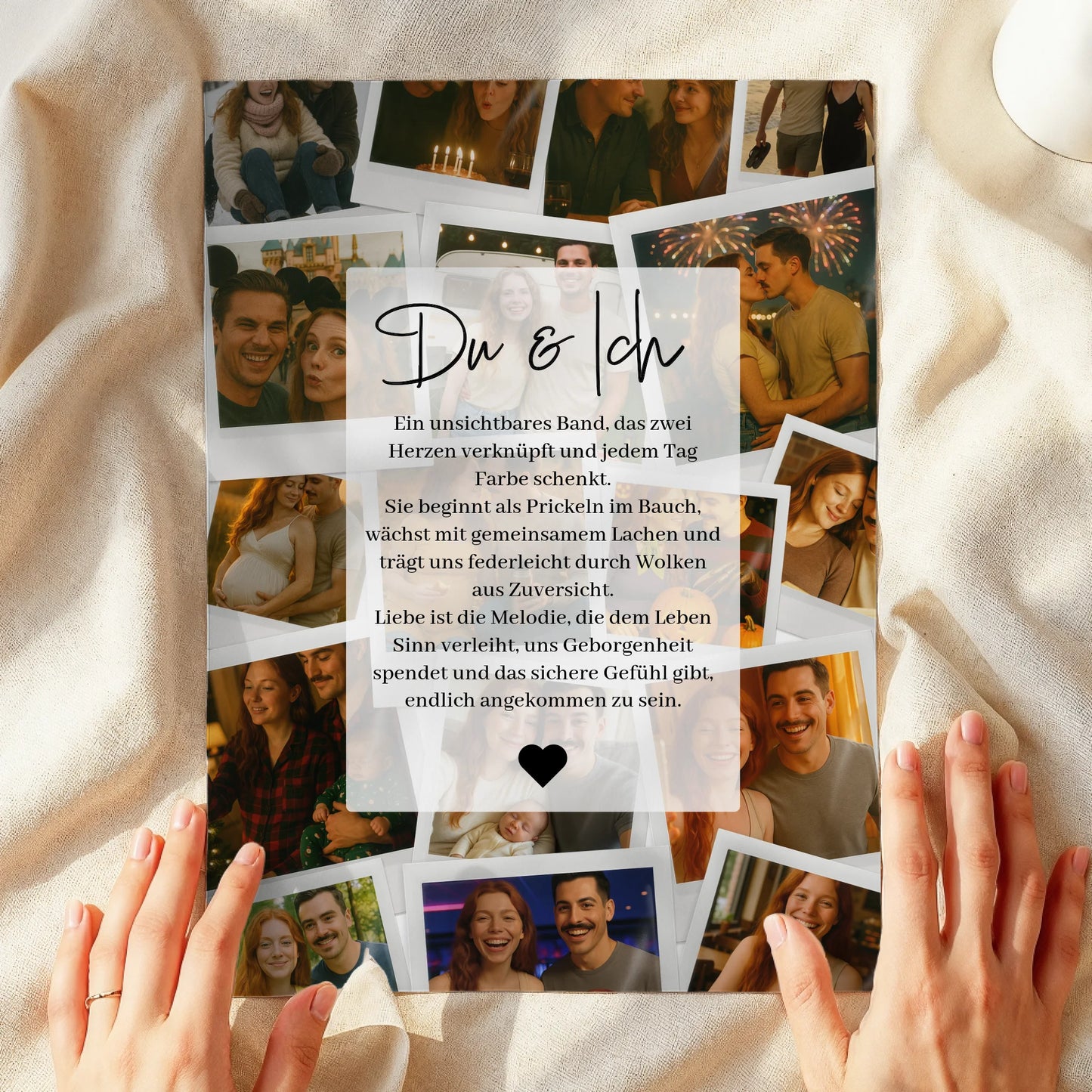 Personalisiertes Poster mit 17 Polaroid Bildern und einer Liebesdefinition