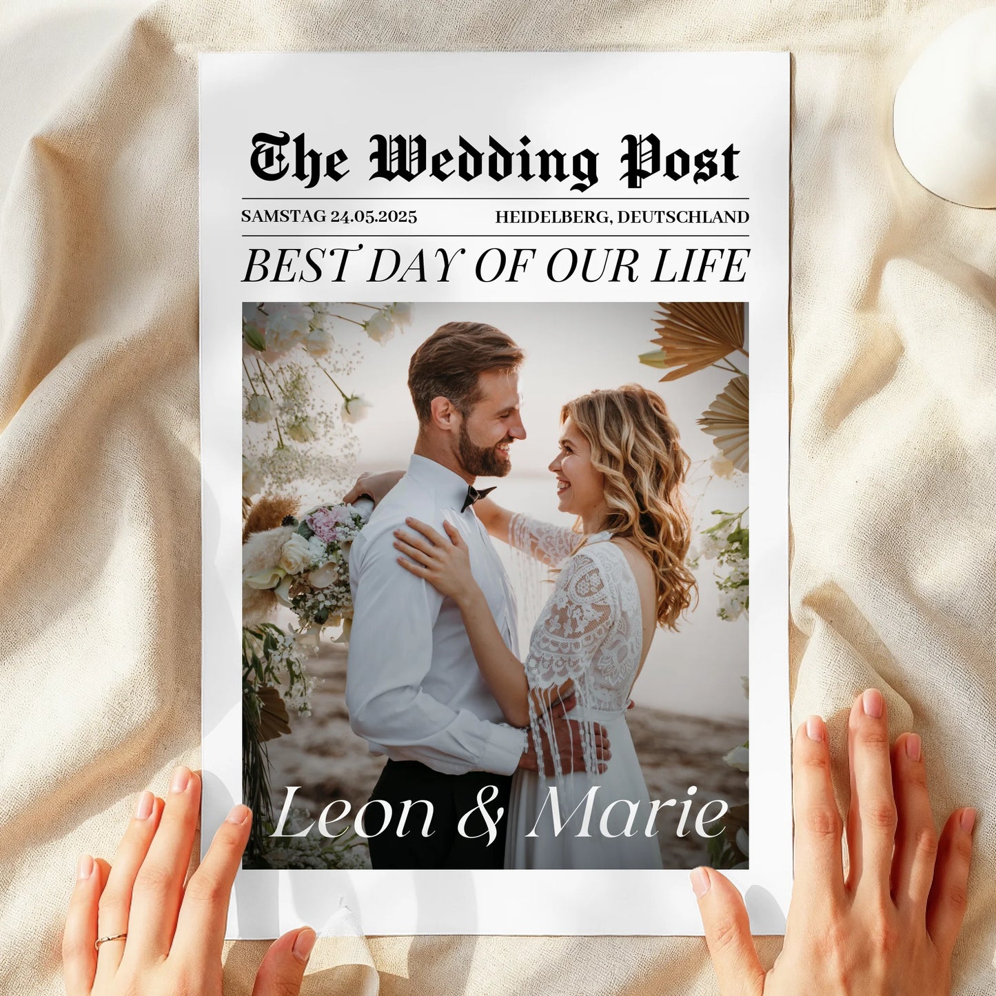Personalisiertes Poster "The Wedding Post" - Hochzeitsposter im Zeitungsdesign - Hochzeitsgeschenk