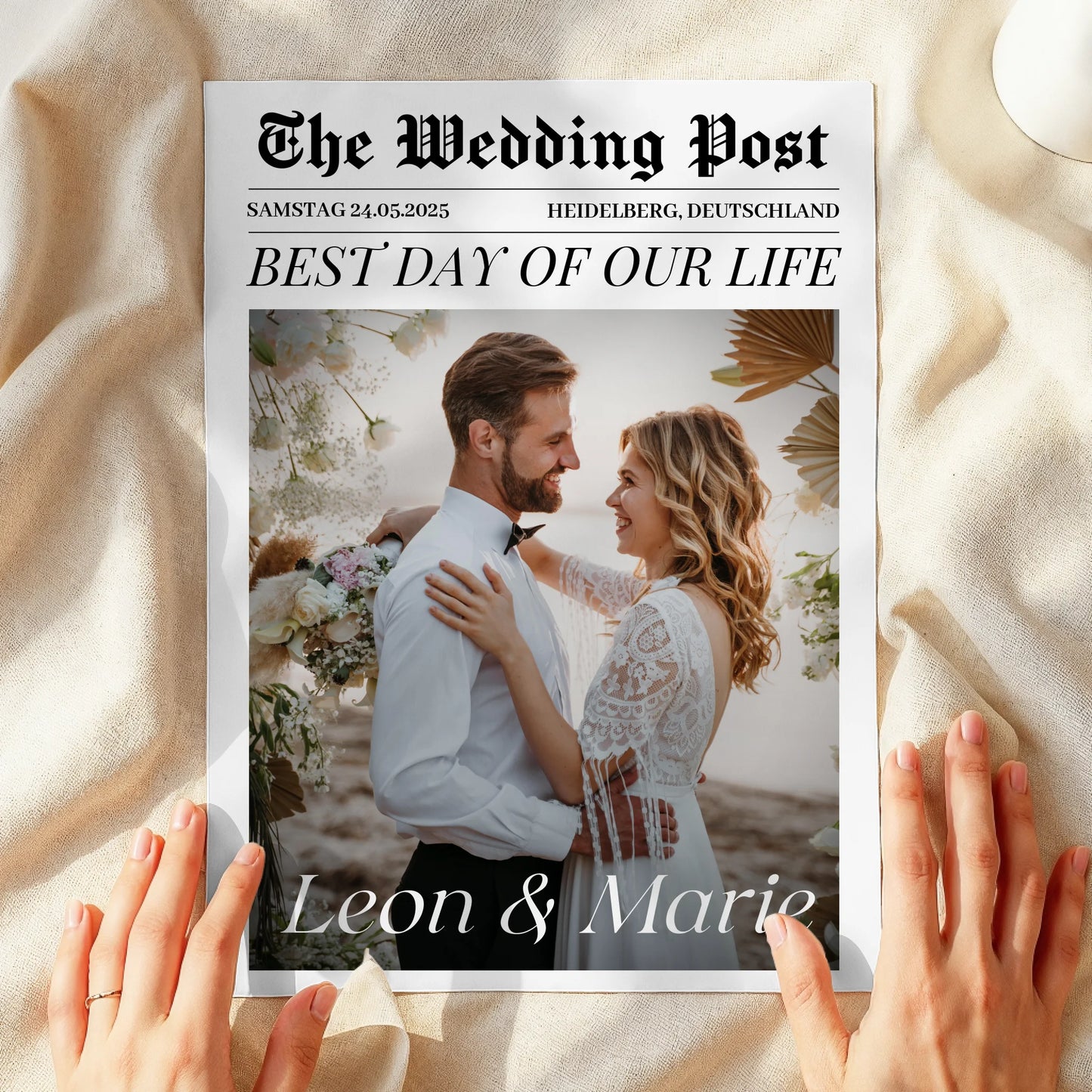 Personalisiertes Poster "The Wedding Post" - Hochzeitsposter im Zeitungsdesign - Hochzeitsgeschenk