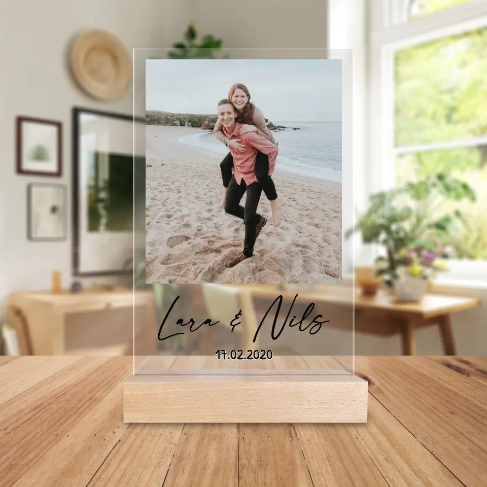 Personalisierte Acrylglasplatte mit Bild und Text