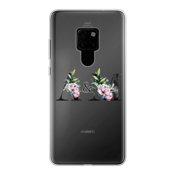 Personalisierte Handyhülle mit euren Initialien (mit Blumen) - Huawei