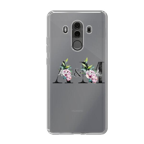 Personalisierte Handyhülle mit euren Initialien (mit Blumen) - Huawei