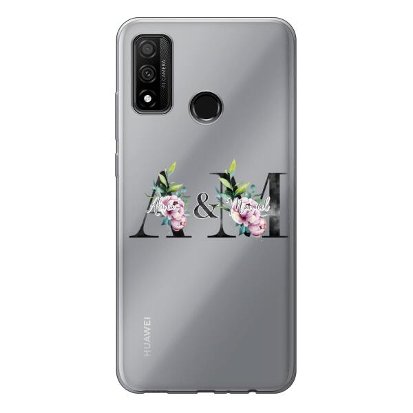 Personalisierte Handyhülle mit euren Initialien (mit Blumen) - Huawei