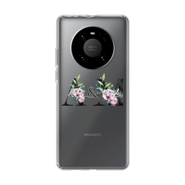 Personalisierte Handyhülle mit euren Initialien (mit Blumen) - Huawei