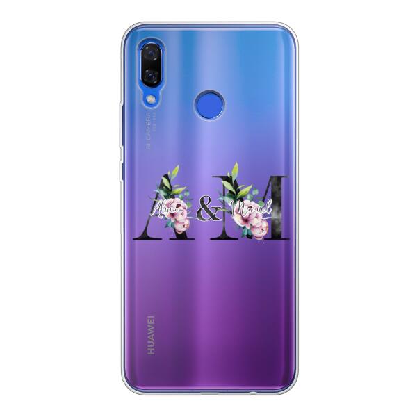 Personalisierte Handyhülle mit euren Initialien (mit Blumen) - Huawei