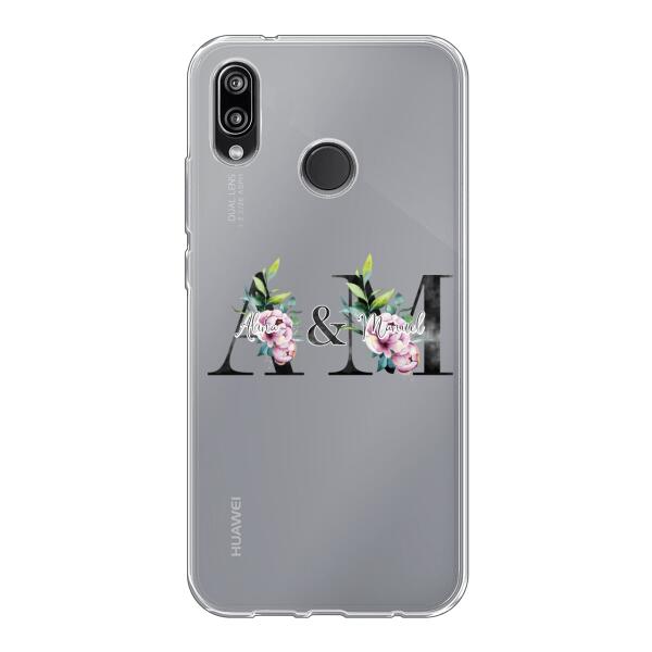 Personalisierte Handyhülle mit euren Initialien (mit Blumen) - Huawei