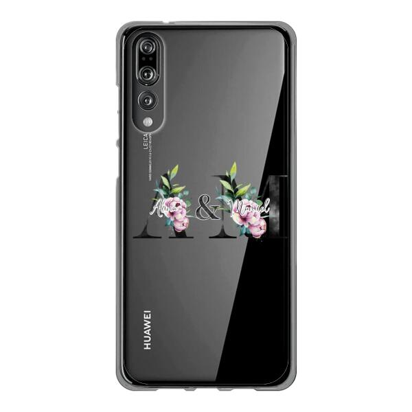 Personalisierte Handyhülle mit euren Initialien (mit Blumen) - Huawei