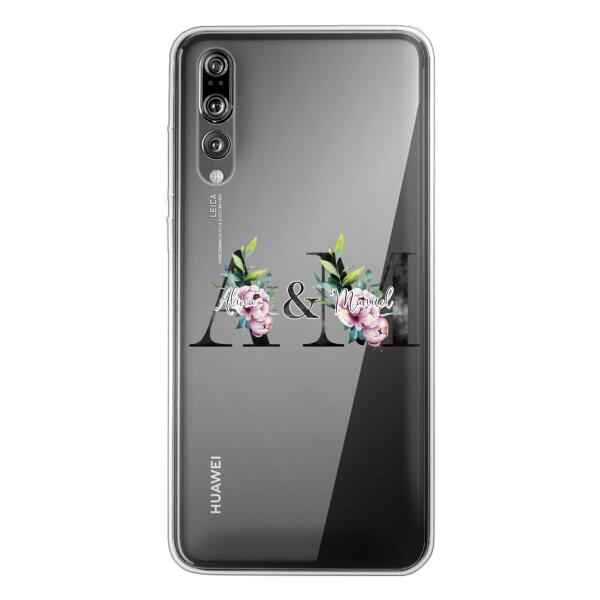 Personalisierte Handyhülle mit euren Initialien (mit Blumen) - Huawei