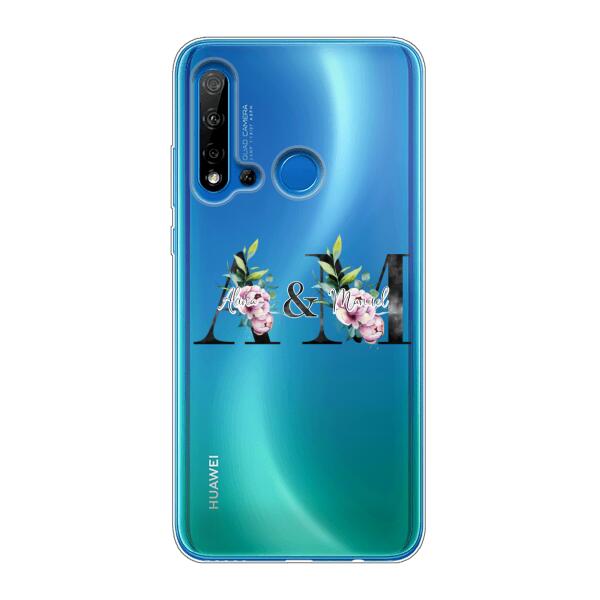 Personalisierte Handyhülle mit euren Initialien (mit Blumen) - Huawei