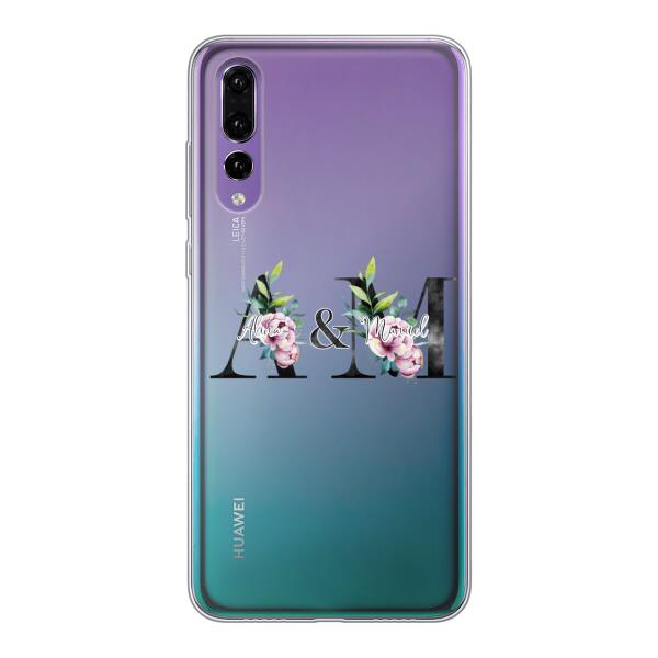 Personalisierte Handyhülle mit euren Initialien (mit Blumen) - Huawei