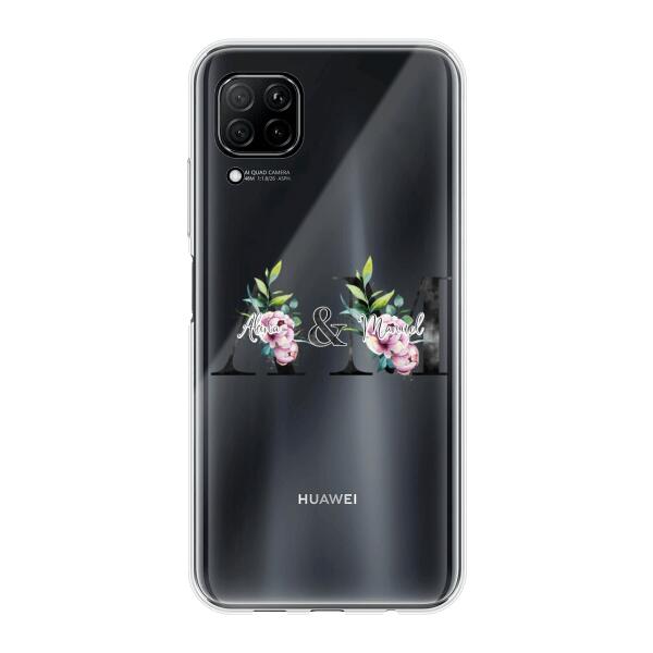 Personalisierte Handyhülle mit euren Initialien (mit Blumen) - Huawei