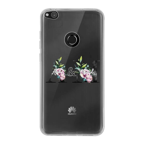 Personalisierte Handyhülle mit euren Initialien (mit Blumen) - Huawei