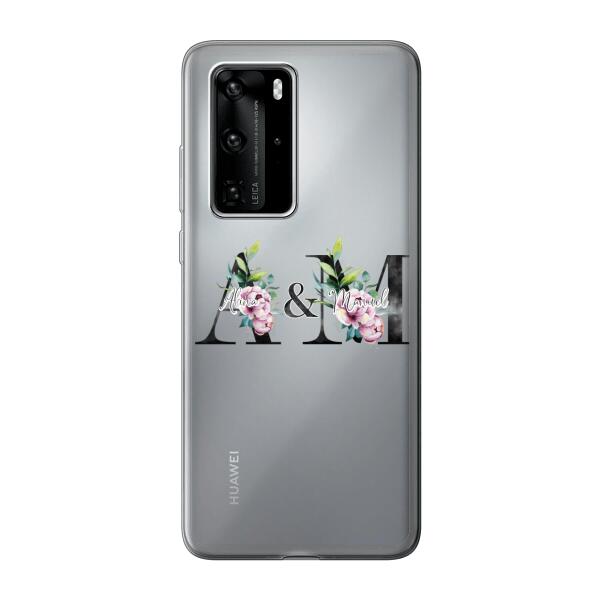 Personalisierte Handyhülle mit euren Initialien (mit Blumen) - Huawei