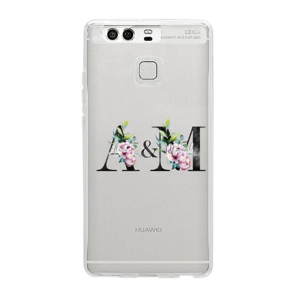 Personalisierte Handyhülle mit euren Initialien (mit Blumen) - Huawei