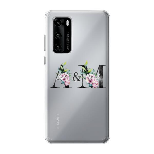 Personalisierte Handyhülle mit euren Initialien (mit Blumen) - Huawei