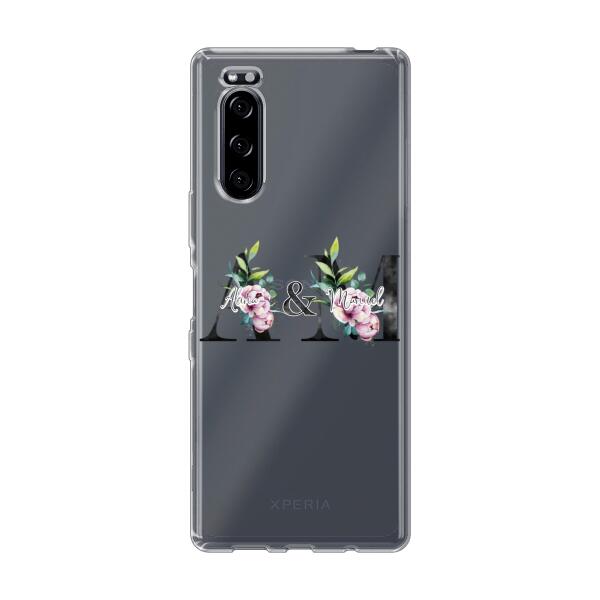 Personalisierte Handyhülle mit euren Initialien (mit Blumen) - Sony