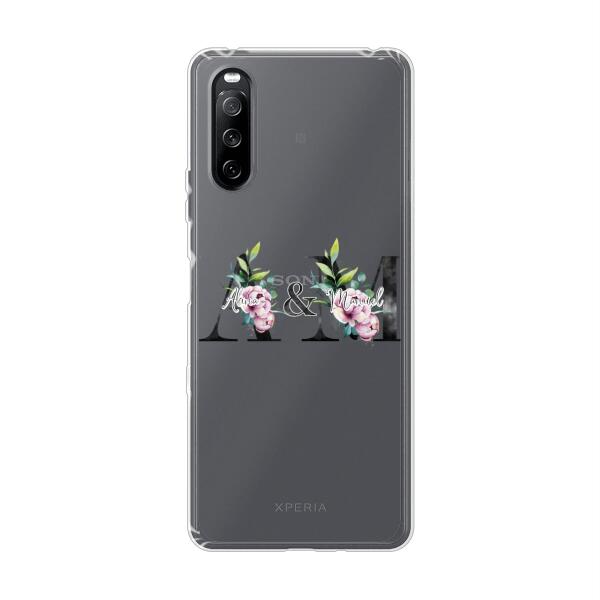 Personalisierte Handyhülle mit euren Initialien (mit Blumen) - Sony