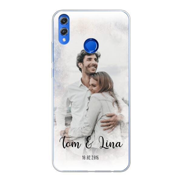 Personalisierte Handyhülle mit deinem Bild im Wasserfarben-Stil - Valentinstags Geschenk - Honor