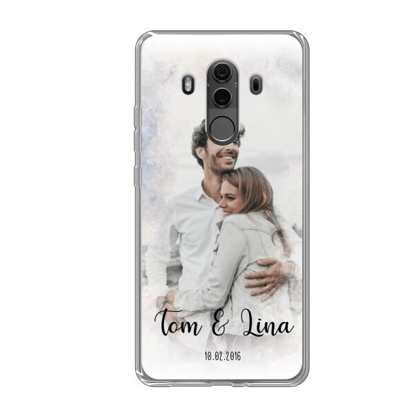 Personalisierte Handyhülle mit deinem Bild im Wasserfarben-Stil - Valentinstags Geschenk - Huawei