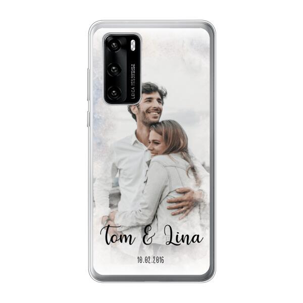 Personalisierte Handyhülle mit deinem Bild im Wasserfarben-Stil - Valentinstags Geschenk - Huawei