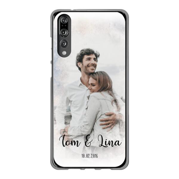 Personalisierte Handyhülle mit deinem Bild im Wasserfarben-Stil - Valentinstags Geschenk - Huawei