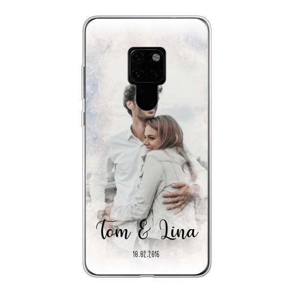 Personalisierte Handyhülle mit deinem Bild im Wasserfarben-Stil - Valentinstags Geschenk - Huawei