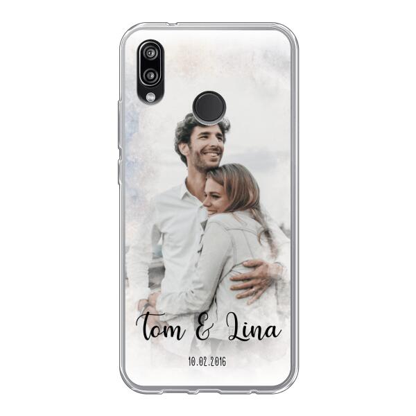 Personalisierte Handyhülle mit deinem Bild im Wasserfarben-Stil - Valentinstags Geschenk - Huawei