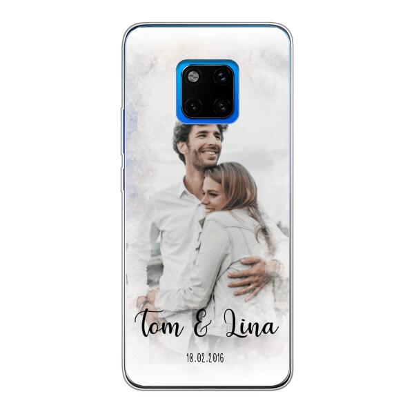 Personalisierte Handyhülle mit deinem Bild im Wasserfarben-Stil - Valentinstags Geschenk - Huawei