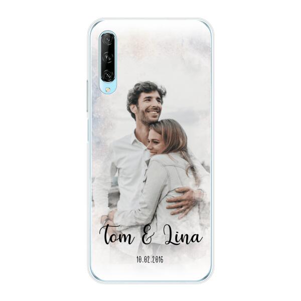 Personalisierte Handyhülle mit deinem Bild im Wasserfarben-Stil - Valentinstags Geschenk - Huawei