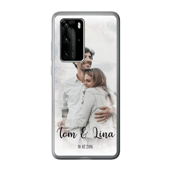 Personalisierte Handyhülle mit deinem Bild im Wasserfarben-Stil - Valentinstags Geschenk - Huawei