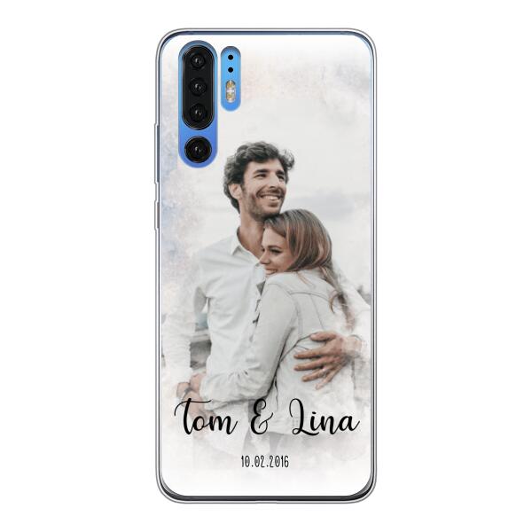 Personalisierte Handyhülle mit deinem Bild im Wasserfarben-Stil - Valentinstags Geschenk - Huawei