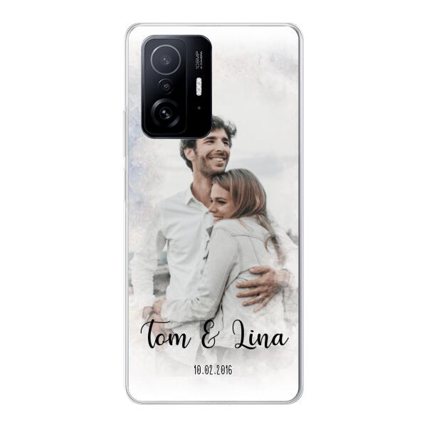 Personalisierte Handyhülle mit deinem Bild im Wasserfarben-Stil - Valentinstags Geschenk - Xiaomi