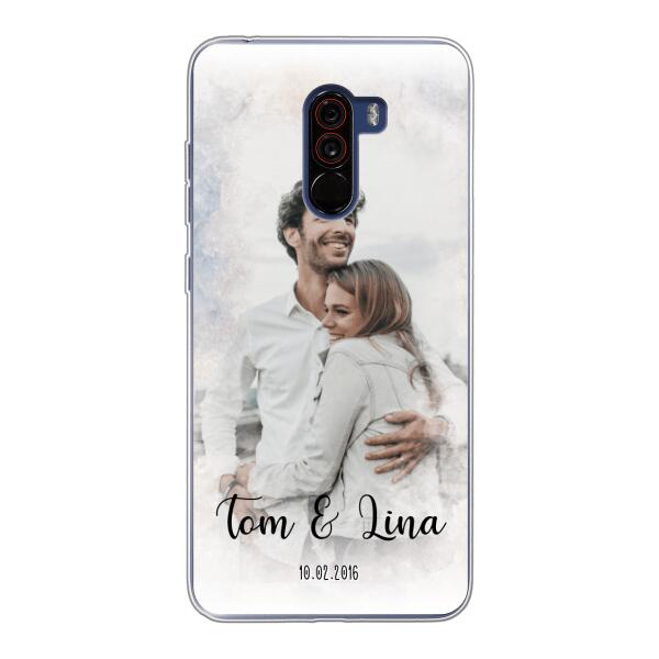 Personalisierte Handyhülle mit deinem Bild im Wasserfarben-Stil - Valentinstags Geschenk - Xiaomi