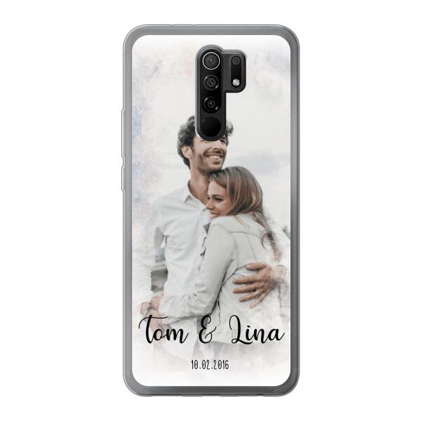 Personalisierte Handyhülle mit deinem Bild im Wasserfarben-Stil - Valentinstags Geschenk - Xiaomi