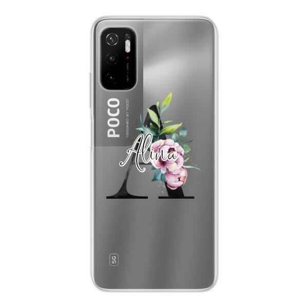 Personalisierte Handyhülle mit deiner Initiale (mit Blumen) - Xiaomi