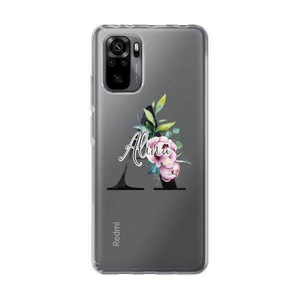 Personalisierte Handyhülle mit deiner Initiale (mit Blumen) - Xiaomi