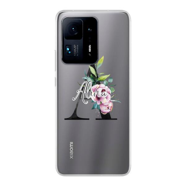 Personalisierte Handyhülle mit deiner Initiale (mit Blumen) - Xiaomi