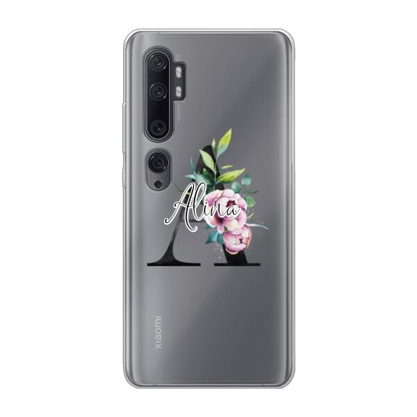 Personalisierte Handyhülle mit deiner Initiale (mit Blumen) - Xiaomi