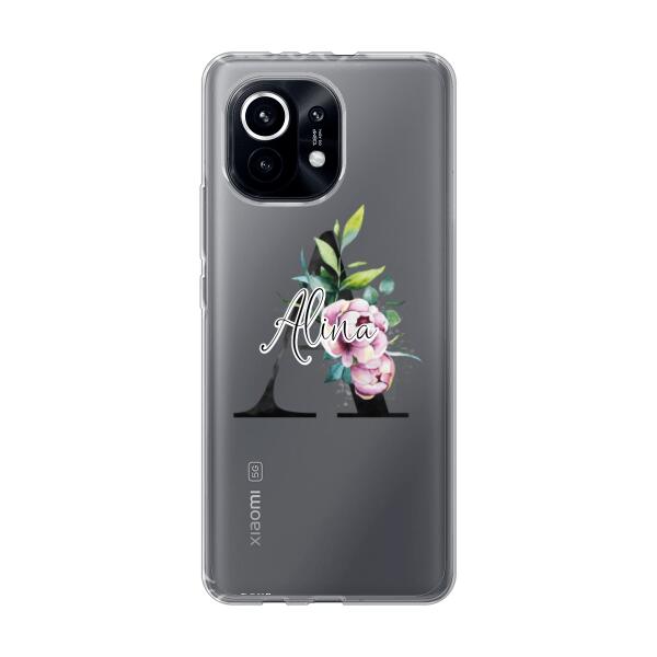 Personalisierte Handyhülle mit deiner Initiale (mit Blumen) - Xiaomi