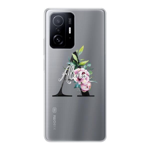 Personalisierte Handyhülle mit deiner Initiale (mit Blumen) - Xiaomi