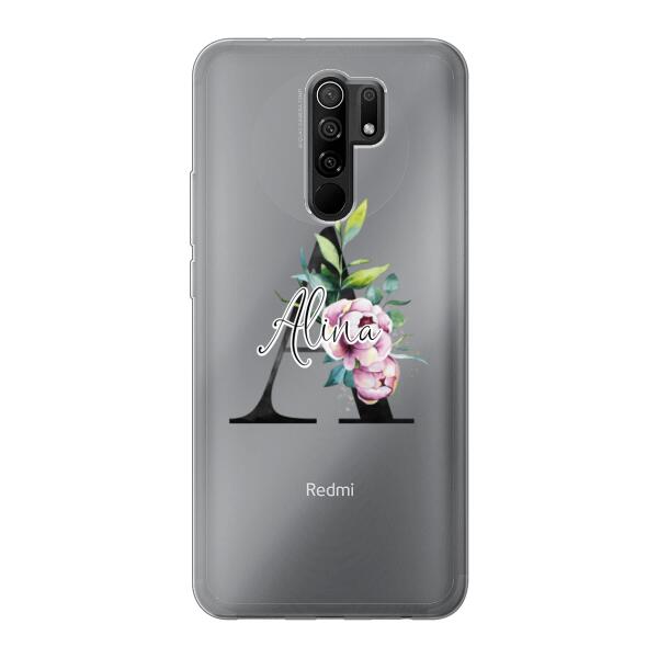 Personalisierte Handyhülle mit deiner Initiale (mit Blumen) - Xiaomi