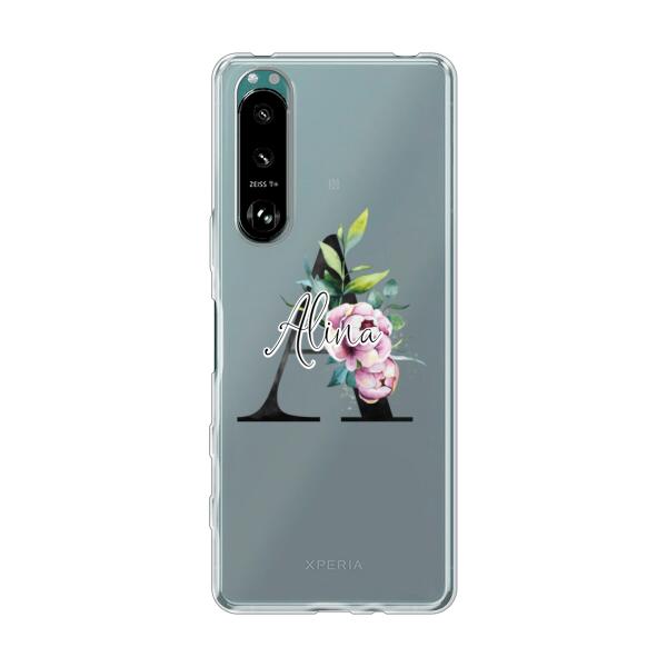 Personalisierte Handyhülle mit deiner Initiale (mit Blumen) - Sony