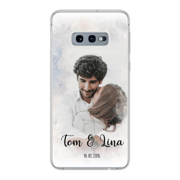 Personalisierte Handyhülle mit deinem Bild im Wasserfarben-Stil - Valentinstags Geschenk - Samsung