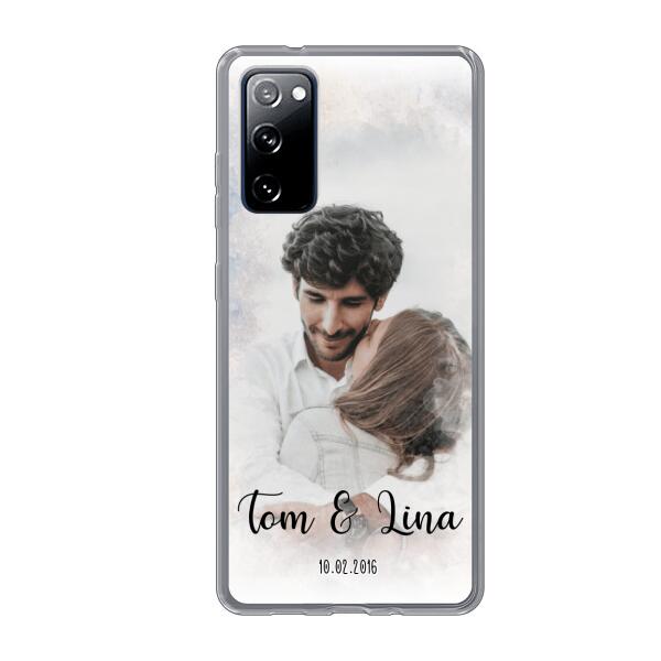 Personalisierte Handyhülle mit deinem Bild im Wasserfarben-Stil - Valentinstags Geschenk - Samsung