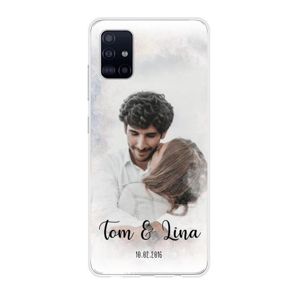 Personalisierte Handyhülle mit deinem Bild im Wasserfarben-Stil - Valentinstags Geschenk - Samsung