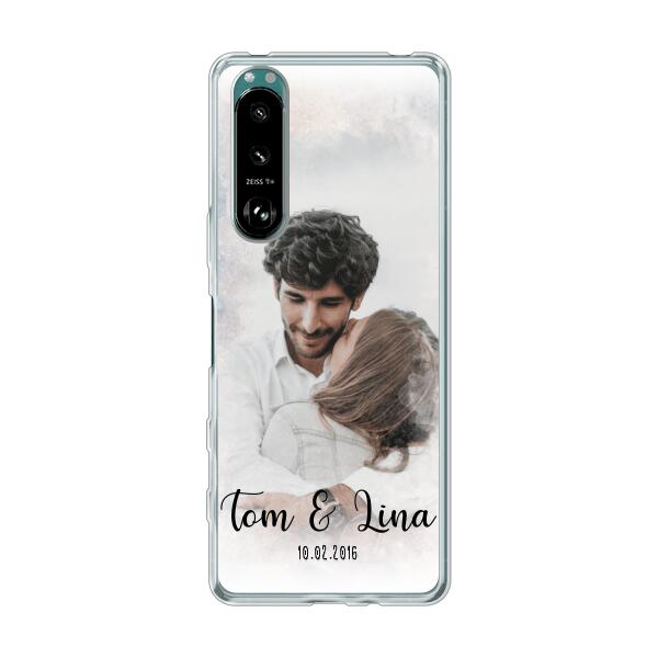 Personalisierte Handyhülle mit deinem Bild im Wasserfarben-Stil - Valentinstags Geschenk - Sony